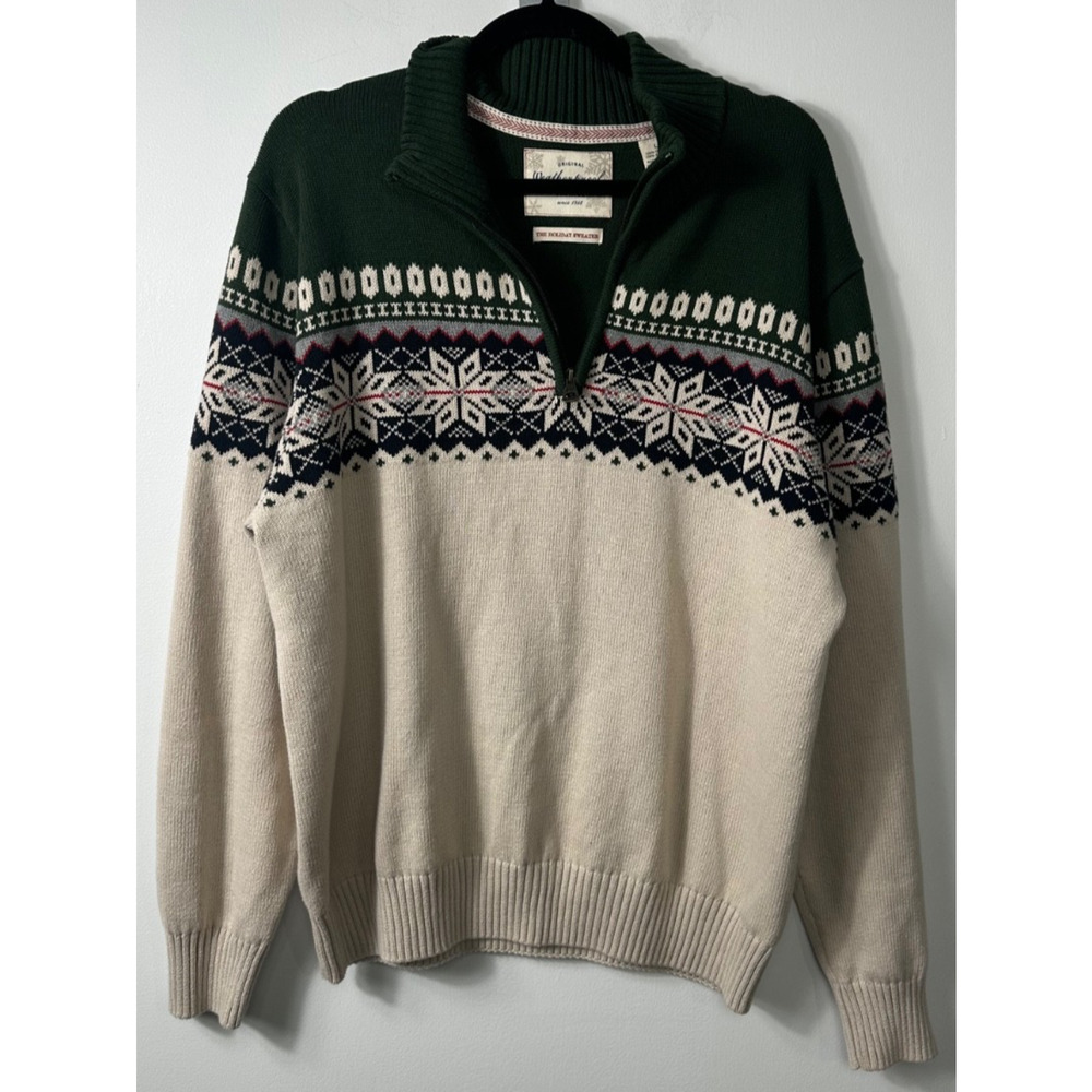 Weatherproof Vintage Men's 1/4 Zip Holiday Sweater Classic Fair Isle Size L D51 - Picture 2 of 7